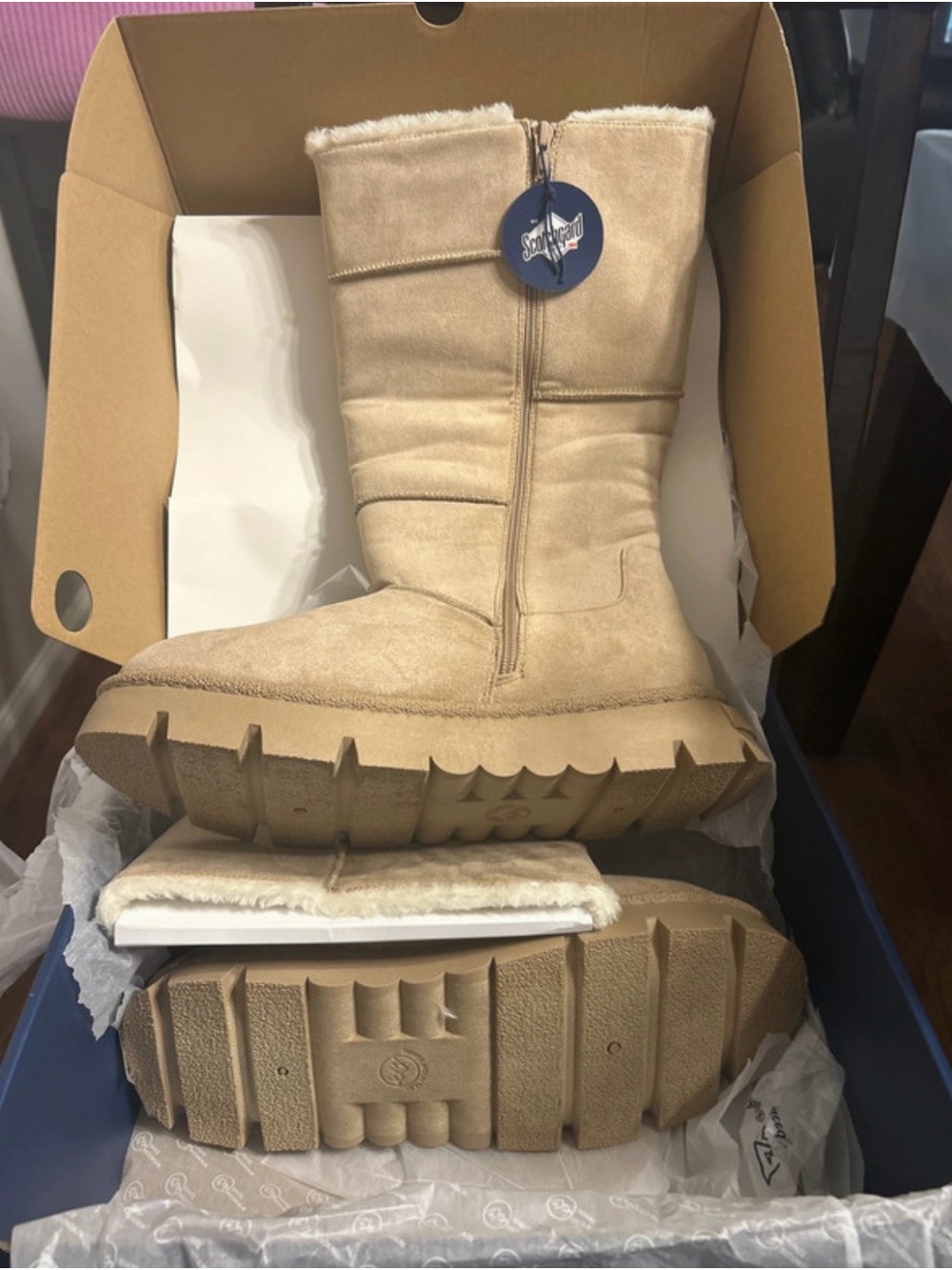 White mountain Tan Shearling-Lined Winter Boots